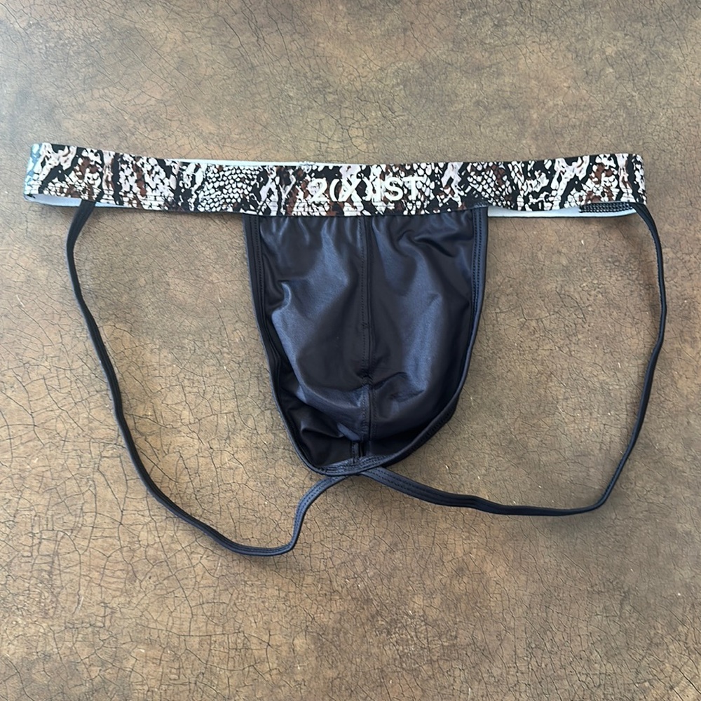 Men’s 2xist black and snake skin jock, size medium